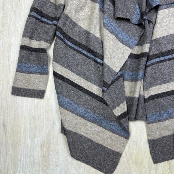 II Two Sisters Striped Waterfall Draped Lagenlook Open Cardigan Sweater Large - Picture 4 of 14